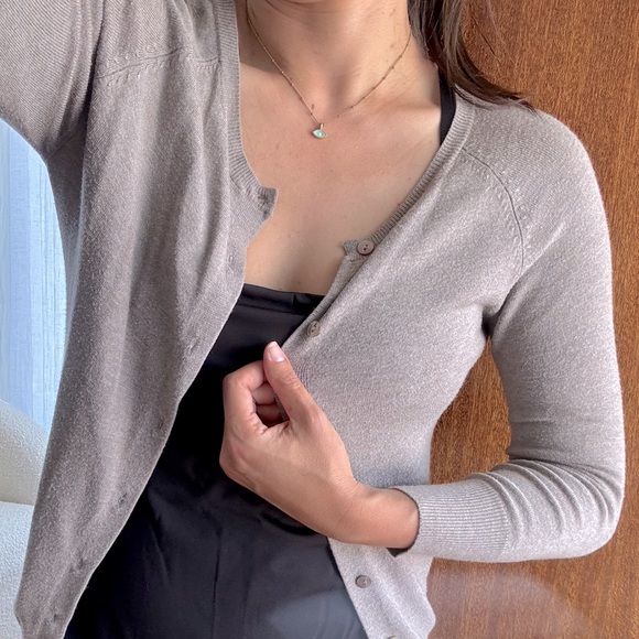 Zara Lightweight Button-Down Cardigan in Taupe - Picture 1 of 3